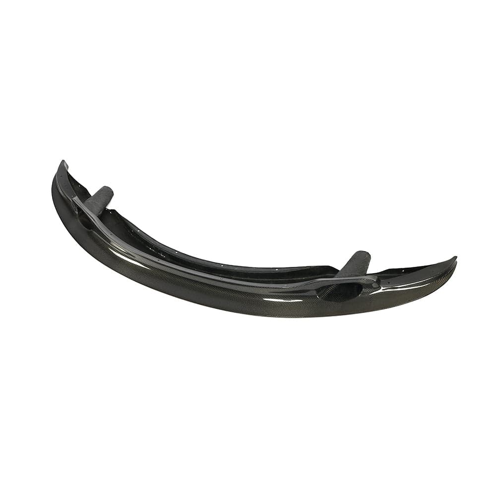 BMW M3 E92/E90 carbon fibre splitter V2 by CT Carbon, showcasing the sleek GT4-style design on a black car bumper.
