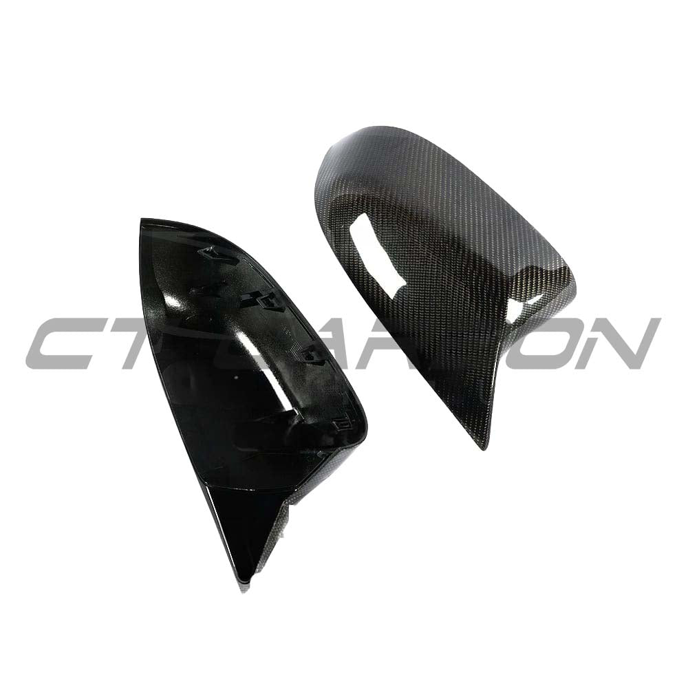 BMW X3/X4/X5/X6 G01/G02/G05/G06 carbon fiber mirrors by CT Carbon, showcasing sleek, lightweight automotive side mirror accessories.