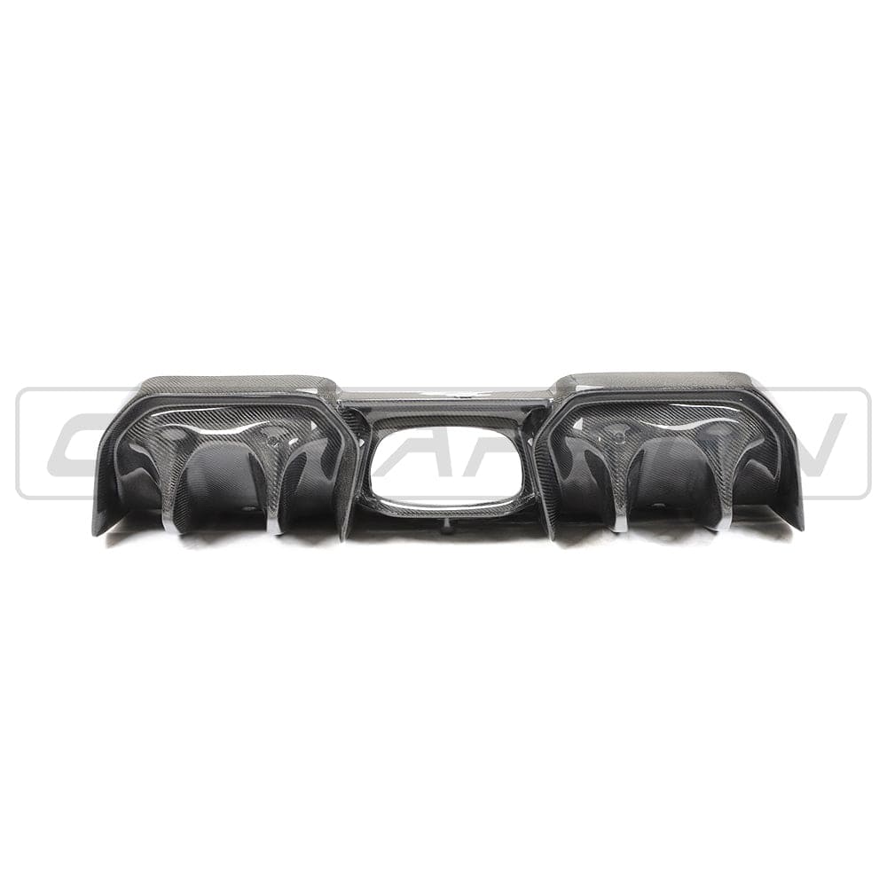 CT Carbon Mini F56 Cooper S JCW carbon fiber diffuser showing sleek, aerodynamic design for sporty rear styling.