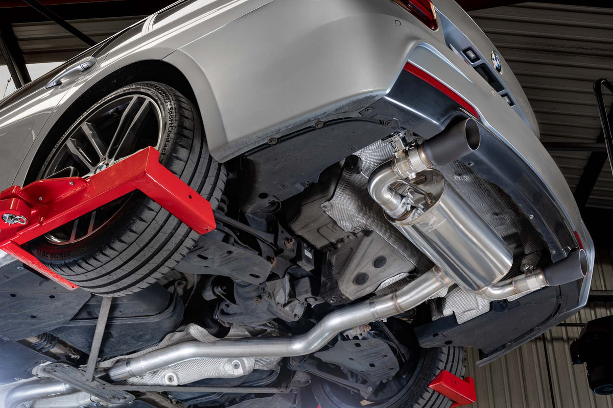 Scorpion BMW 340i F30/F31 18-19 & 440i F32/F33/F36 18-20 cat-back exhaust system with GPF removal, non-resonated, for xDrive models.