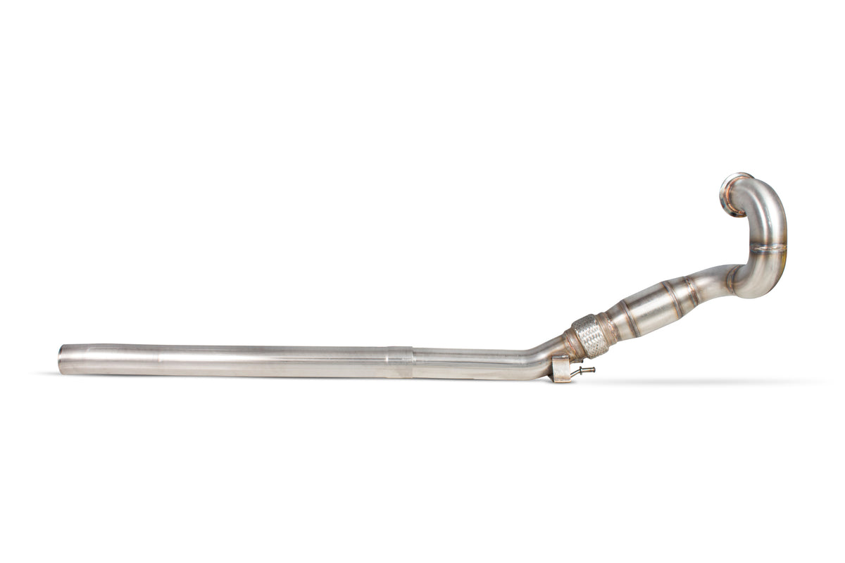 Scorpion Audi TT MK3 TTS sports cat downpipe with non-GPF model, featuring a high-performance exhaust with sports catalytic converter.