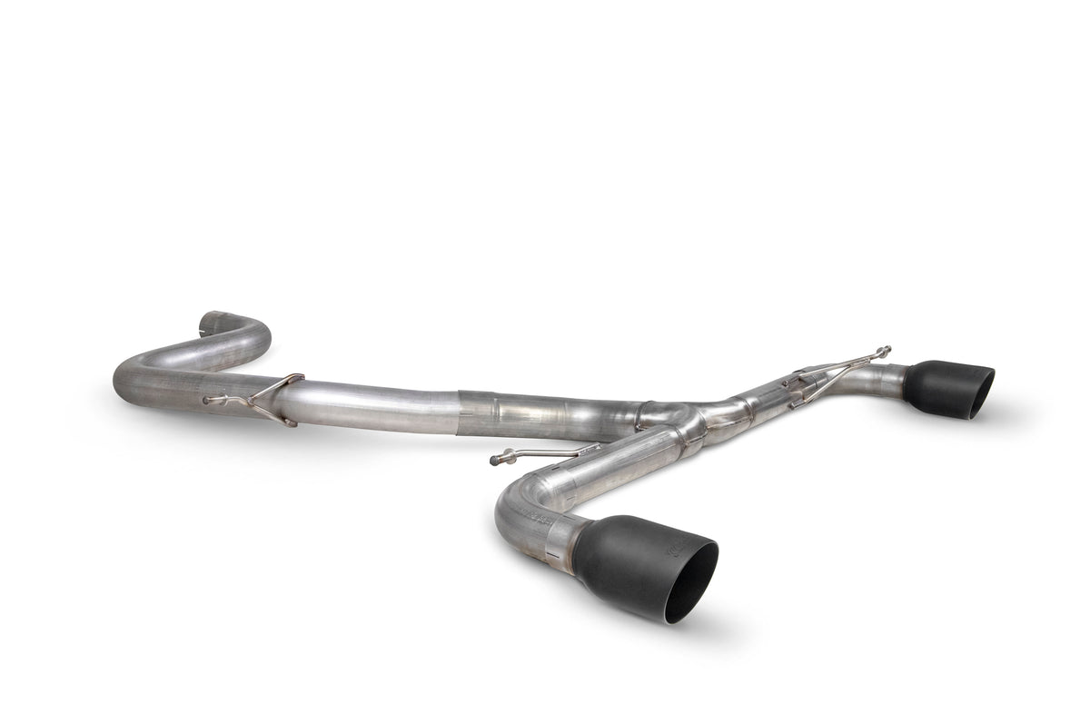 Scorpion Volkswagen Golf Mk6 GTI 2.0 TSI Edition 35 cat-back exhaust system with non-resonated Predator design, metallic finish and dual tips.