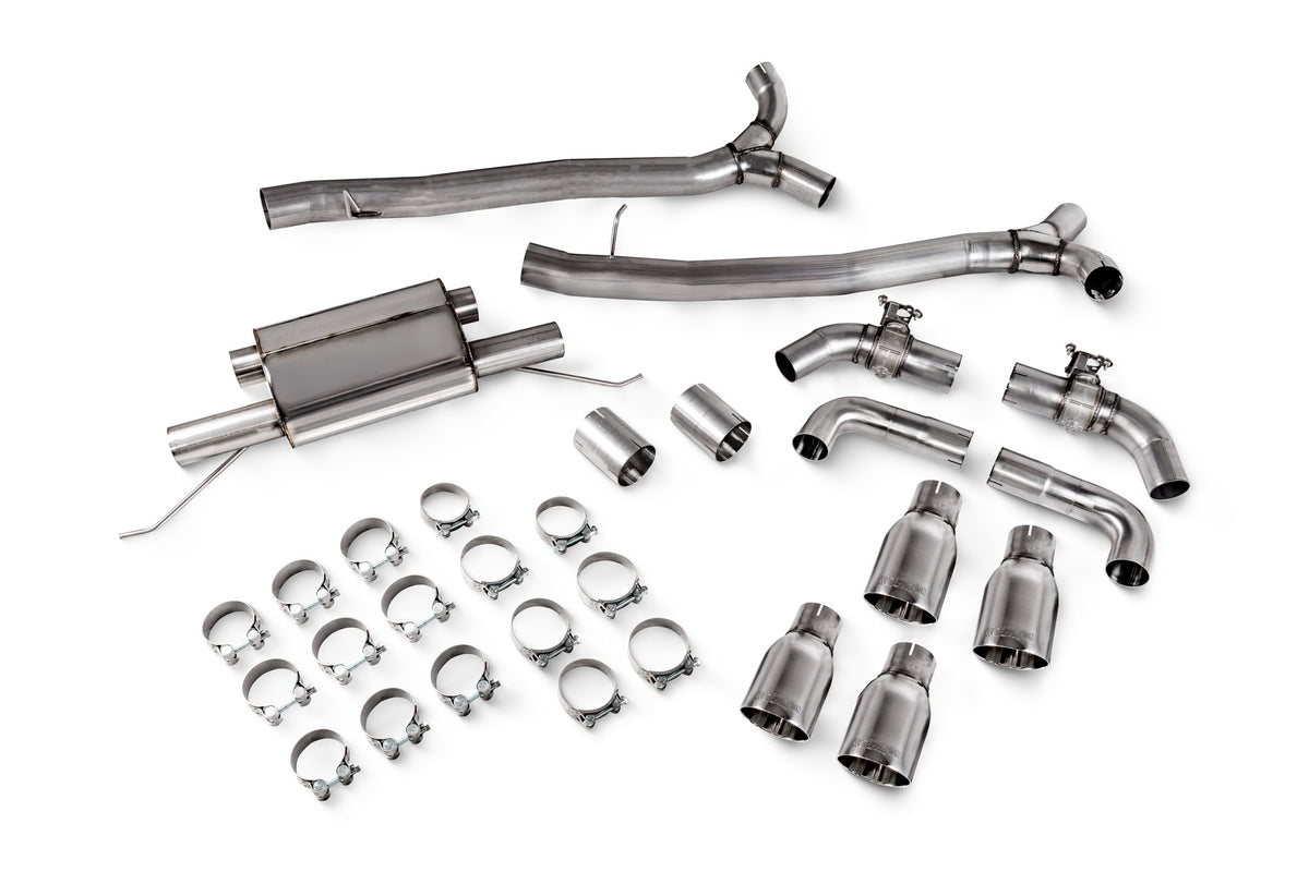 Scorpion BMW F90 M5 Half Exhaust System with electronic valves, showing the sleek exhaust pipes and valve controls.
