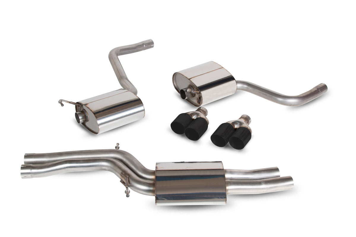 Scorpion Audi S4 B8/8.5 3.0 TFSI V6 quattro resonated half exhaust system with polished metal pipes and dual outlet tips.