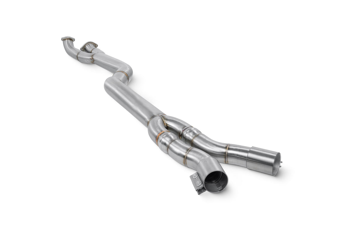 Scorpion Exhausts mid pipe for BMW X3 M LCI, X4 M, X4 M Competition 3.0 LCi models, non-GPF single mid pipe, close-up view