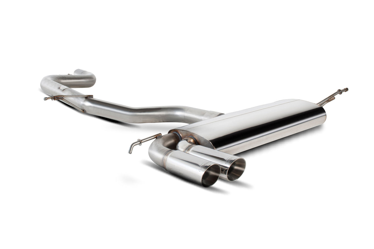 Scorpion Exhausts cat-back exhaust system for Seat Leon 1.4 Tsi, 1.6i, 2.0 Fsi, 1.9 Tdi, and 2.0 Tdi models, non-resonated.