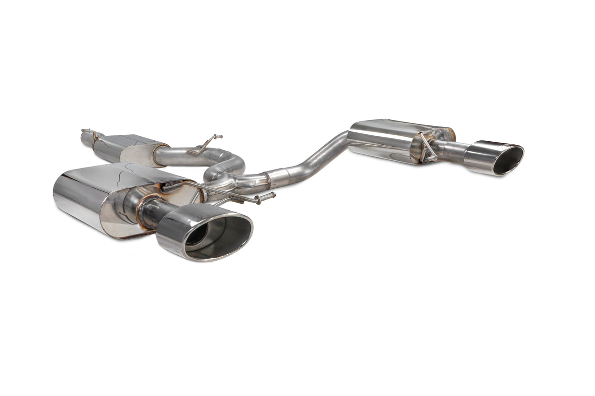 Scorpion Exhausts GPF-Back exhaust system installed on a Seat Leon Cupra ST 300 4Drive, showcasing the resonated design.