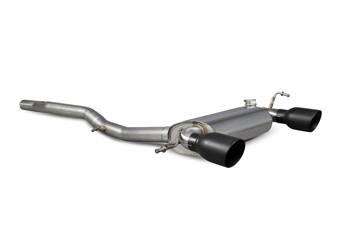 Scorpion Audi TT Mk1 Quattro 3.2 V6 cat-back exhaust system with non-resonated stainless steel pipes and sleek muffler design.