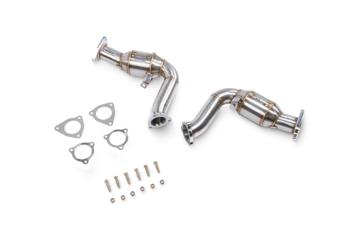 Scorpion Audi S4 B8/8.5 3.0 TFSI V6 quattro de-cat downpipe for saloon, sedan, and Avant models, shown in metallic finish.