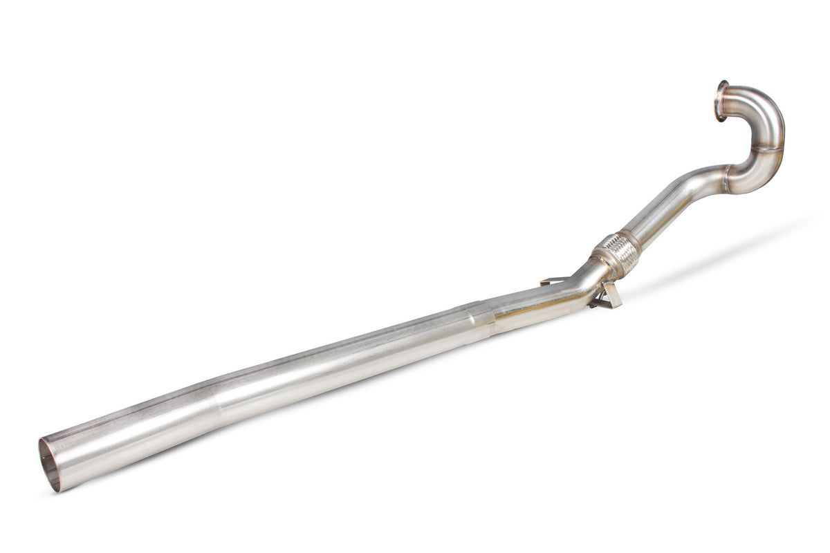 Scorpion Audi TT MK3 TTS de-cat downpipe in metal with flanges, designed for 2.0 TSFi quattro non-GPF models.