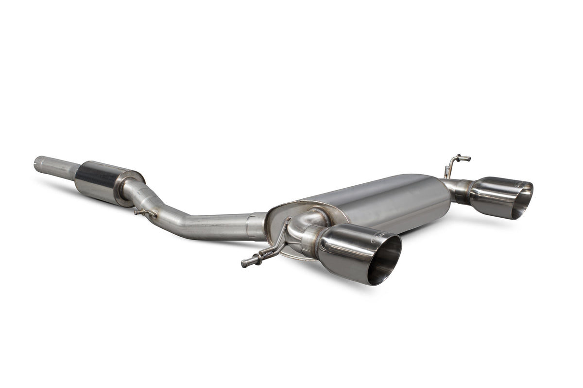 Scorpion Audi TT Mk1 quattro resonated cat-back exhaust system with chrome tips and polished stainless steel finish.