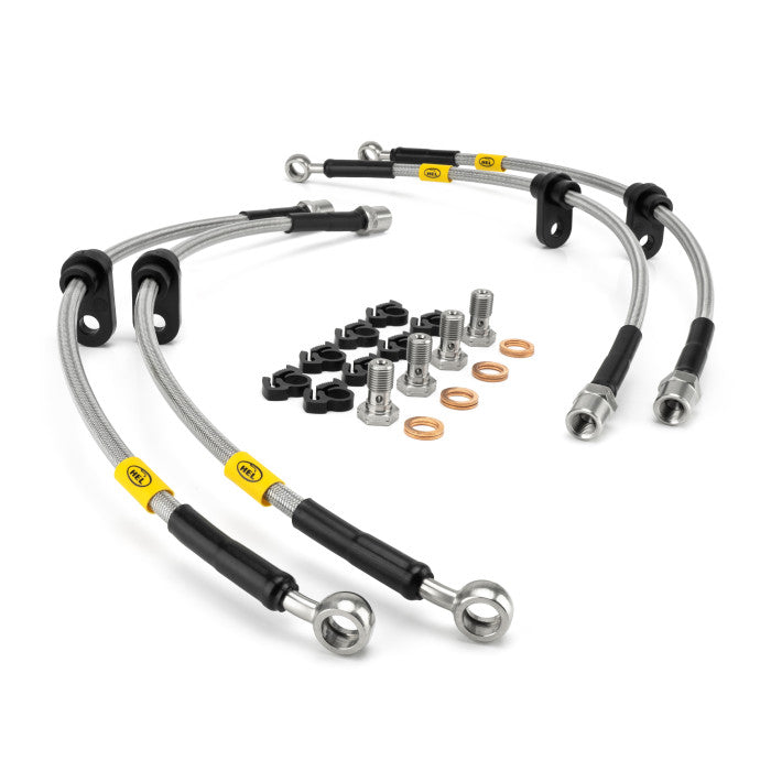 HEL braided brake hose kit reference photograph for the optional vehicle-specific brake lines in the BMW M Lite bundle.