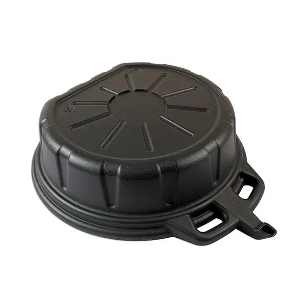 Laser Tools Laser 4705 Oil Drain Pan 16L for motorsport use, black plastic container with handle and spout for oil collection.