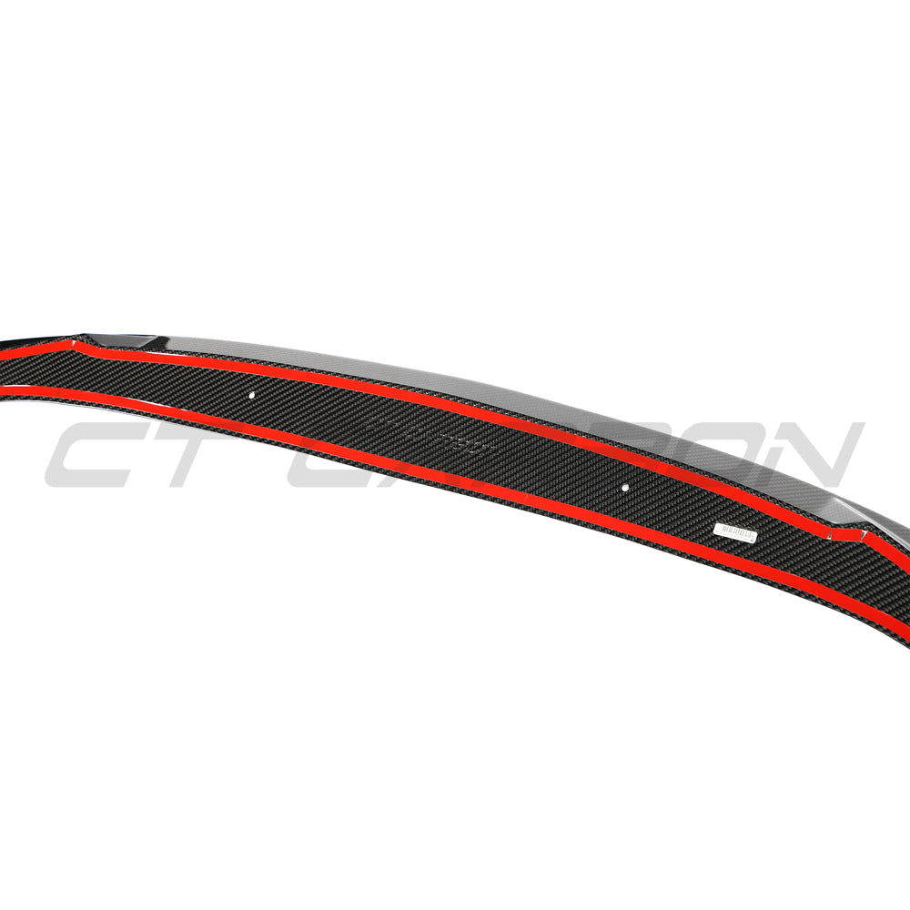 Audi RS3 8Y 2025+ CT Design V2 carbon fibre splitter installed on front bumper, showcasing sleek aerodynamic performance.