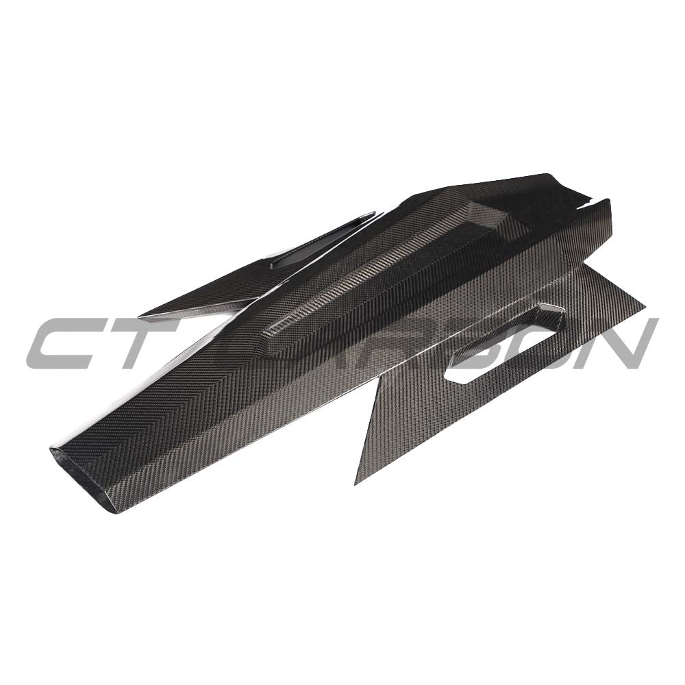 CT Carbon Lamborghini Revuelto carbon fibre engine cover and roof scoop, showcasing sleek design and high-quality construction.