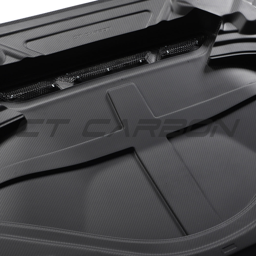 BMW F87 M2/M2C and F20/F22 1 & 2 Series carbon fiber bonnet by CT Carbon, showing sleek, lightweight carbon fiber surface.