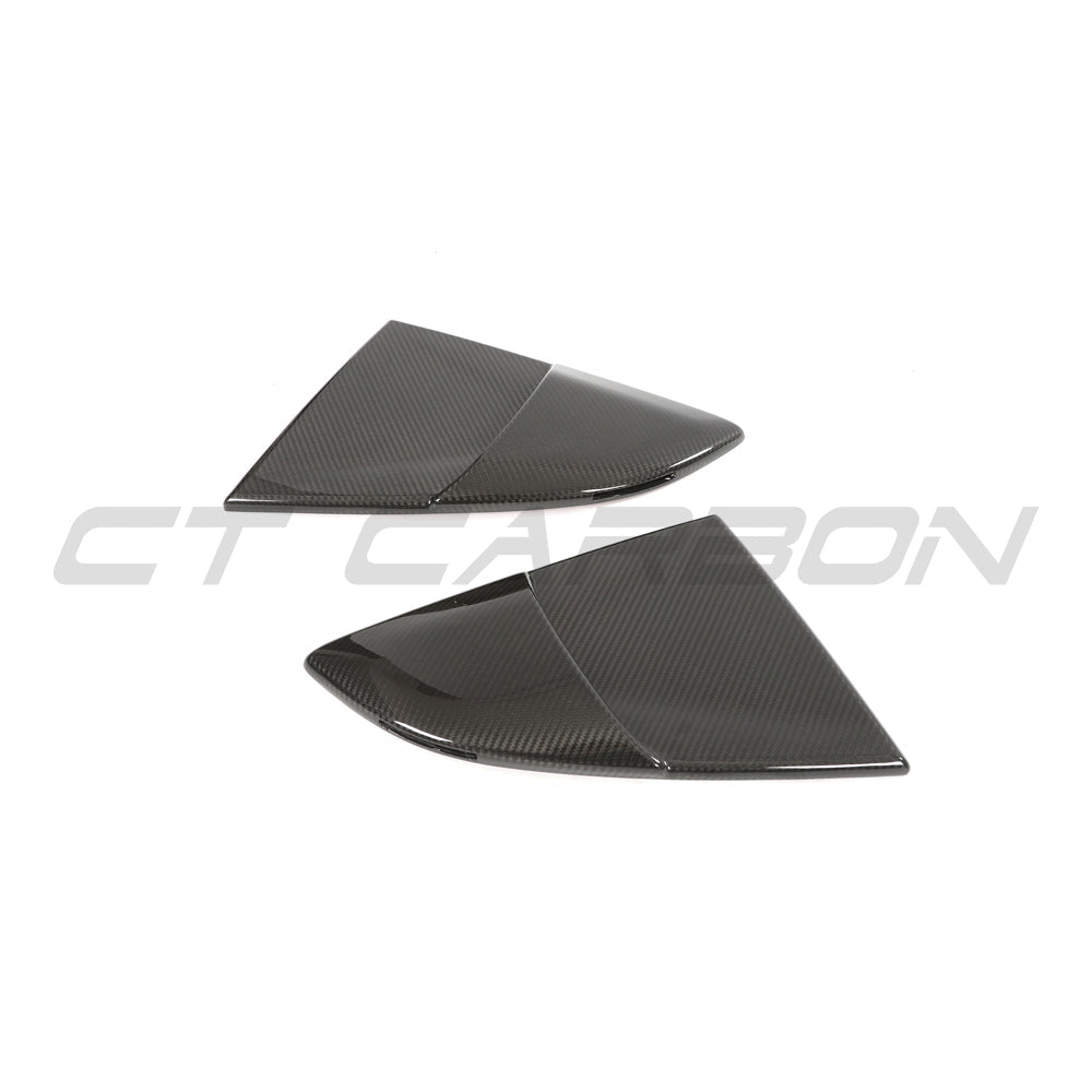 CT Carbon Porsche 718 Cayman 2016+ carbon fiber rear window cover accessory, showcasing the sleek, textured carbon fiber material.