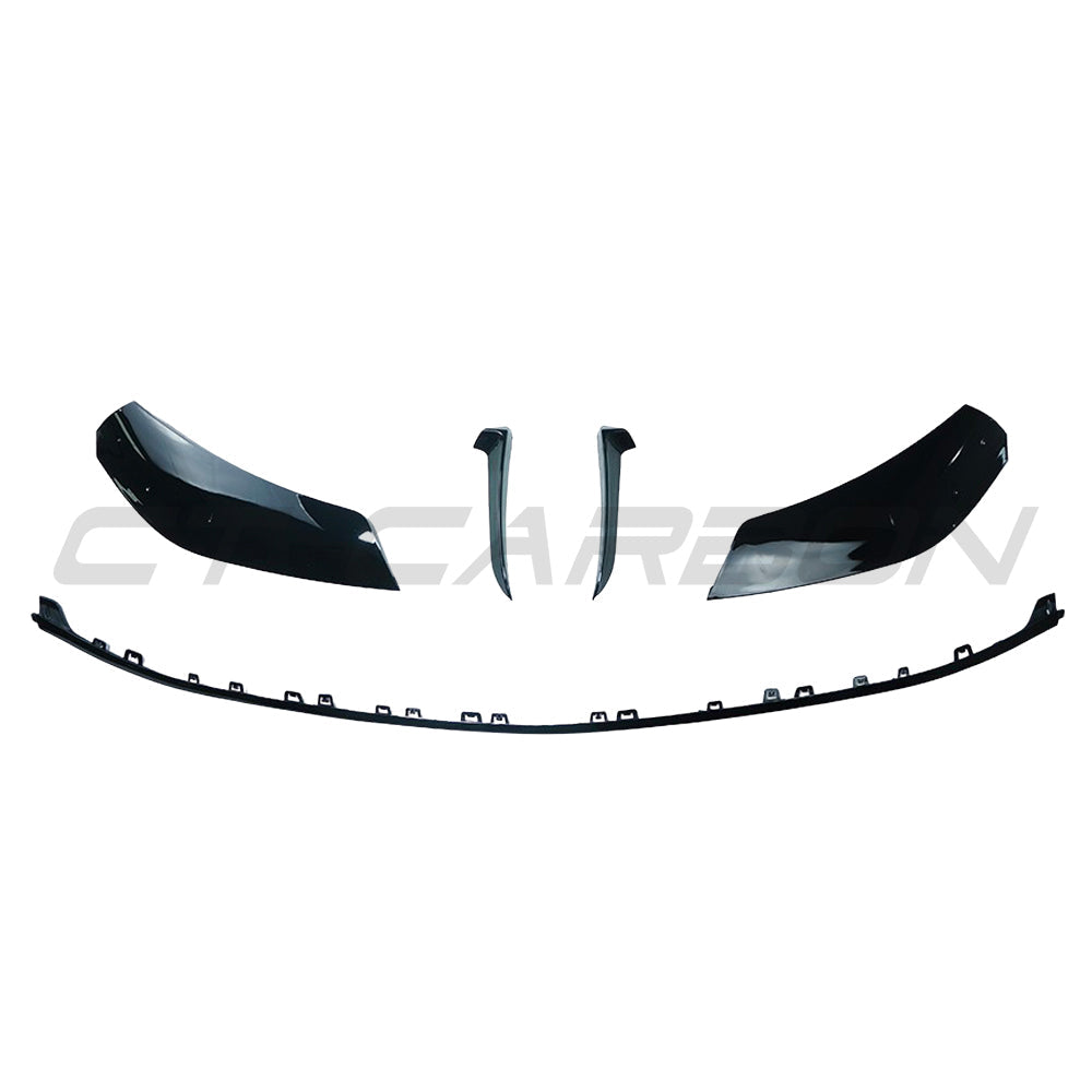Mercedes W206 2021+ C-Class CT Carbon gloss black front splitter V2 installed on the front bumper, enhancing sporty appearance.