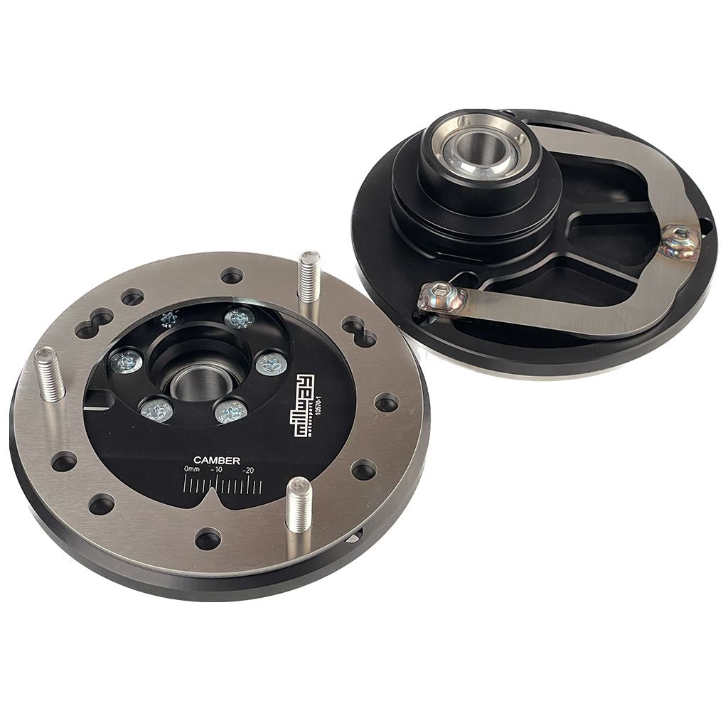 Millway 90571 BMW E46 adjustable camber plate assembly with spherical bearing and adjustment scale