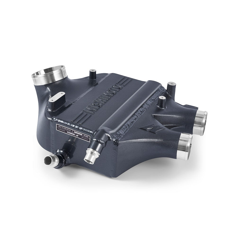 MISHIMOTO performance air-to-water intercooler in color match for BMW F8X M3 M4 2015-2020 engine cooling system, front view