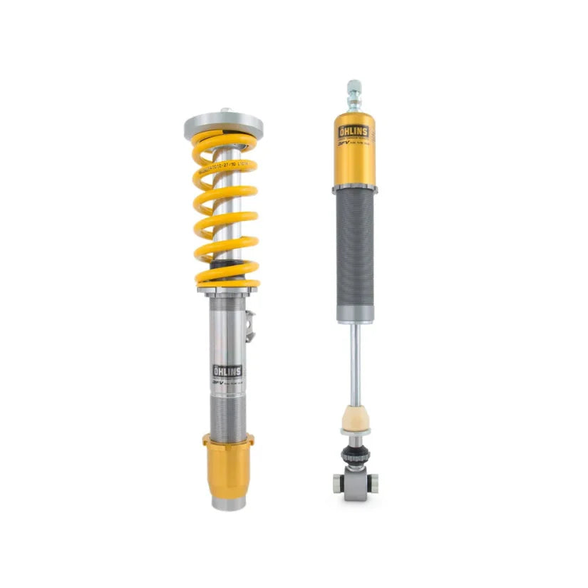 Ohlins Road & Track Coilovers DFV 1-way for BMW M2 F87 2016-2020, TUV approved, featuring adjustable suspension components.