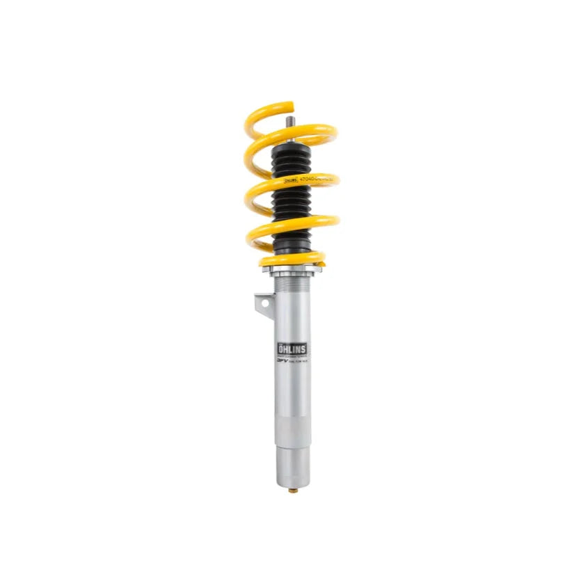Ohlins Road & Track Coilovers DFV 1-way for BMW M3 E46 2001-2006, showing adjustable coilover suspension with TUV approval