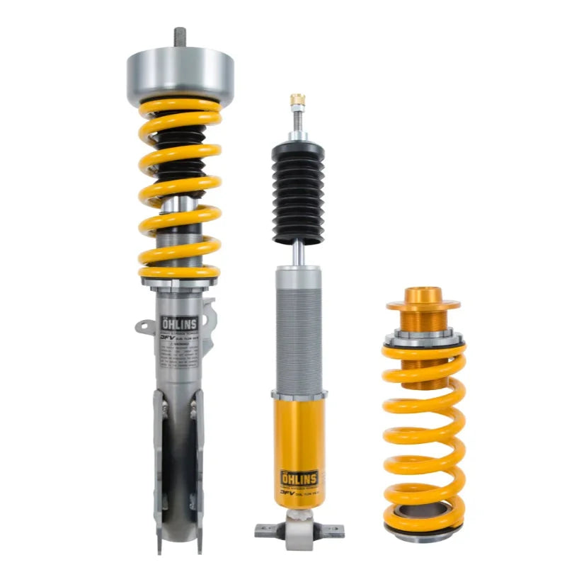 Ohlins Road & Track Coilovers DFV 1-way for Ford Mustang 2014-2017, TUV approved, showcasing the adjustable coilover components.