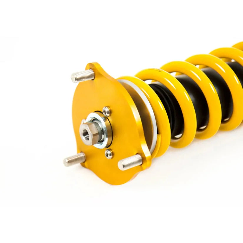 Ohlins Road & Track DFV coilovers for Honda Civic Type-R FD2, showing the adjustable coilover shocks with branding and mounting details.
