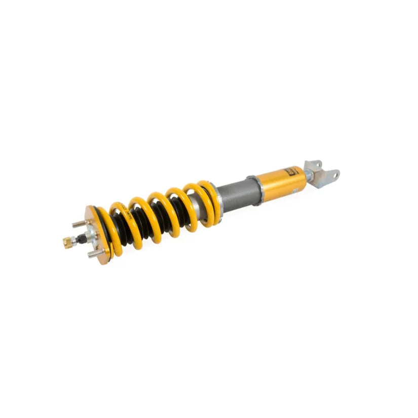 Ohlins Road & Track Coilovers DFV 1-way for Mitsubishi Lancer Evo 7-9, showing adjustable coilover suspension components.
