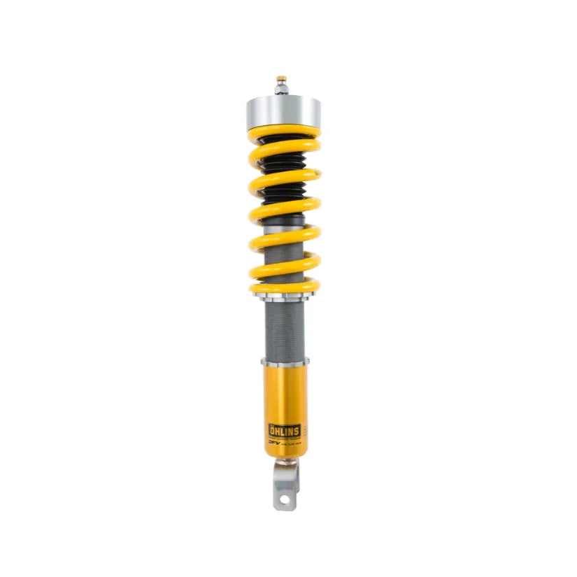 Ohlins Road & Track Coilovers DFV 1-way for Porsche 911 997 GT3 MkI/MkII GT3 RS, TUV approved, installed on a sports car.