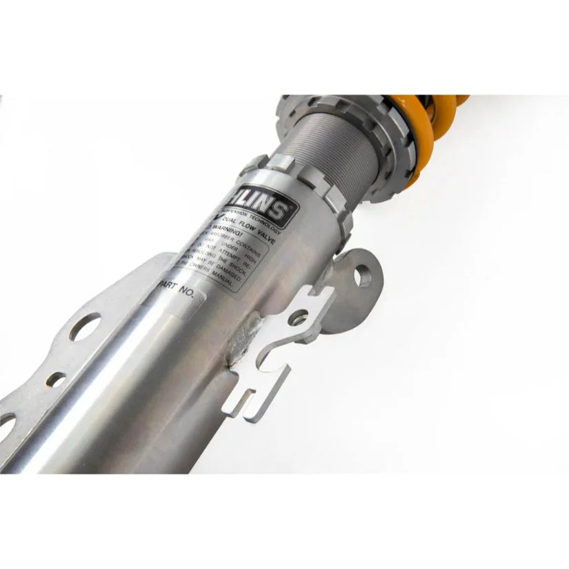Ohlins Road & Track Coilovers DFV 1-way for Toyota Yaris GR, TUV approved, showing adjustable coilover suspension system.
