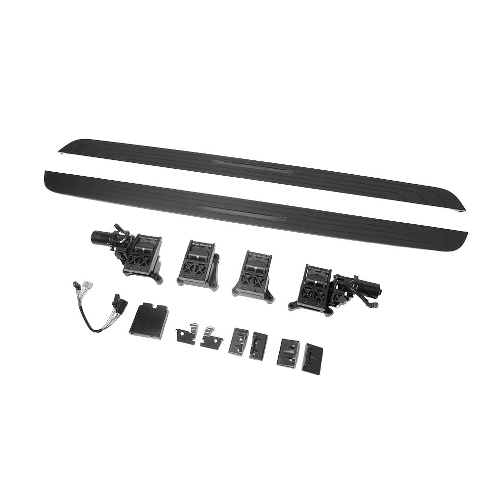 CT Carbon electric fold-out side steps for Range Rover L460 2022+, mounted on side skirts, offering stylish vehicle access.
