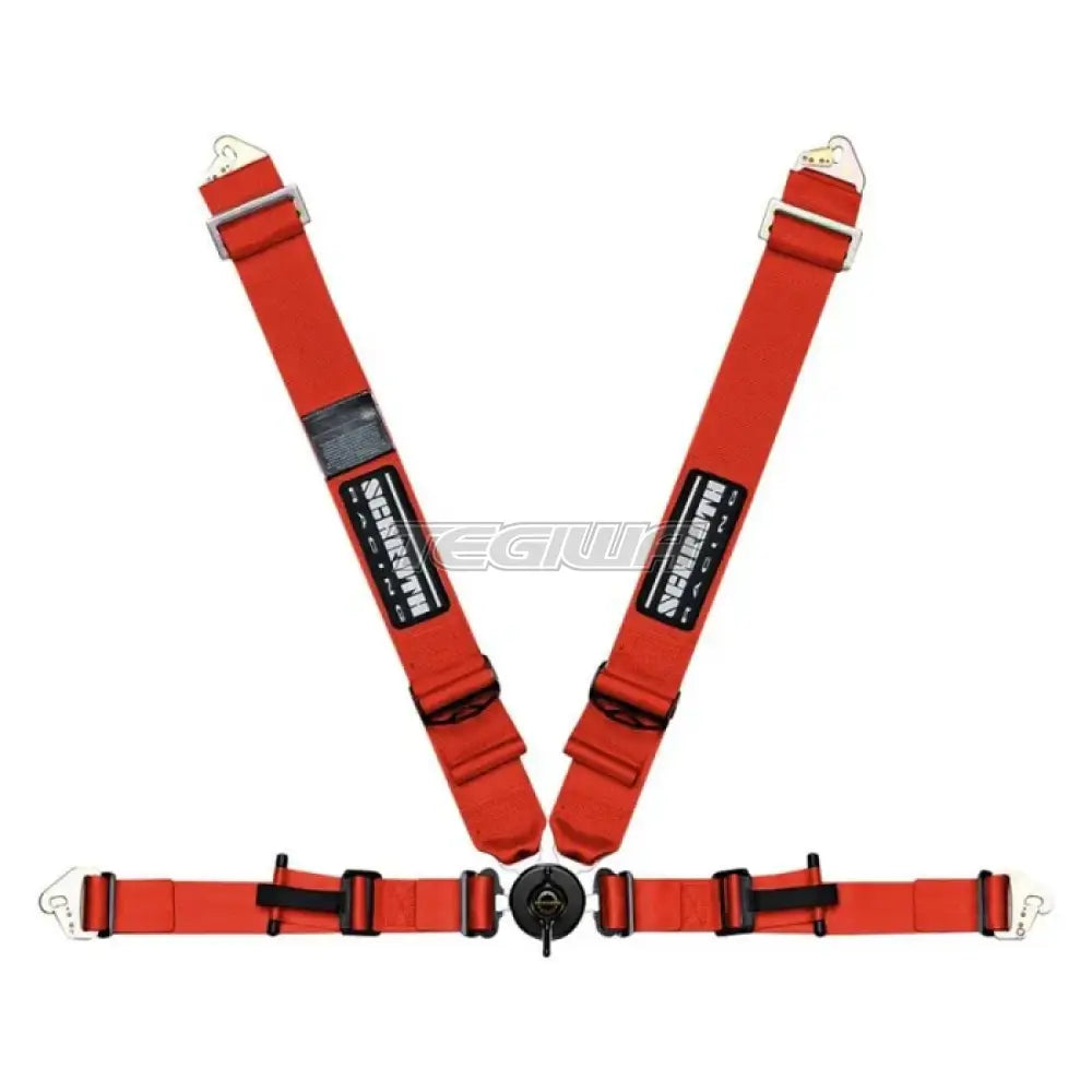 Red Schroth Profi II ASM Flexi Belt harness accessory with adjustable straps and secure fastening for racing safety.