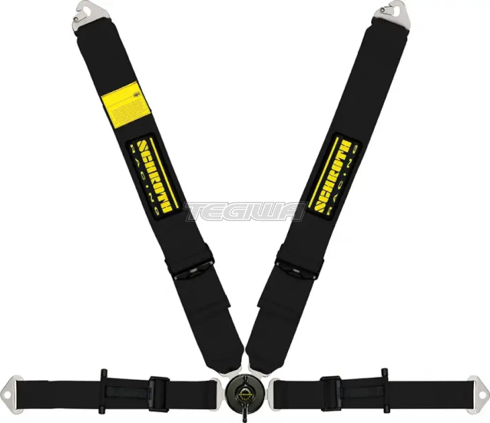 Schroth Westfield II lightweight 4-point racing harness with shoulder straps and buckles for car safety and support.