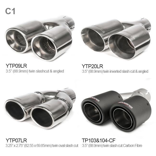 Cobra Sport Audi TTS Mk2 Quattro cat back exhaust with dual round tailpipes and polished finish on the tail end.