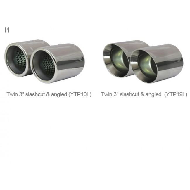 Cobra Sport Audi A3 8P 2.0 TFSI Quattro cat back performance exhaust with twin tailpipes on a black car.