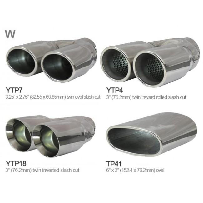 Cobra Sport VW Scirocco 1.4 TSI cat back performance exhaust tailpipes with dual tips, polished metal finish.