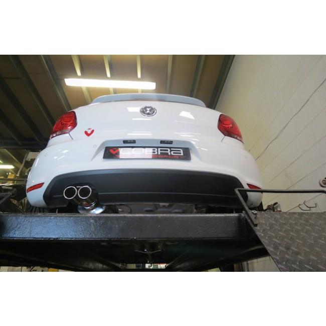 Cobra Sport VW Polo GTI 6R 1.4 TSI cat-back performance exhaust system installed on the car's rear view.